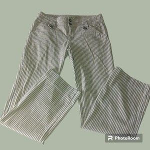 Anthropologie Black and White Striped Straight Leg Pants